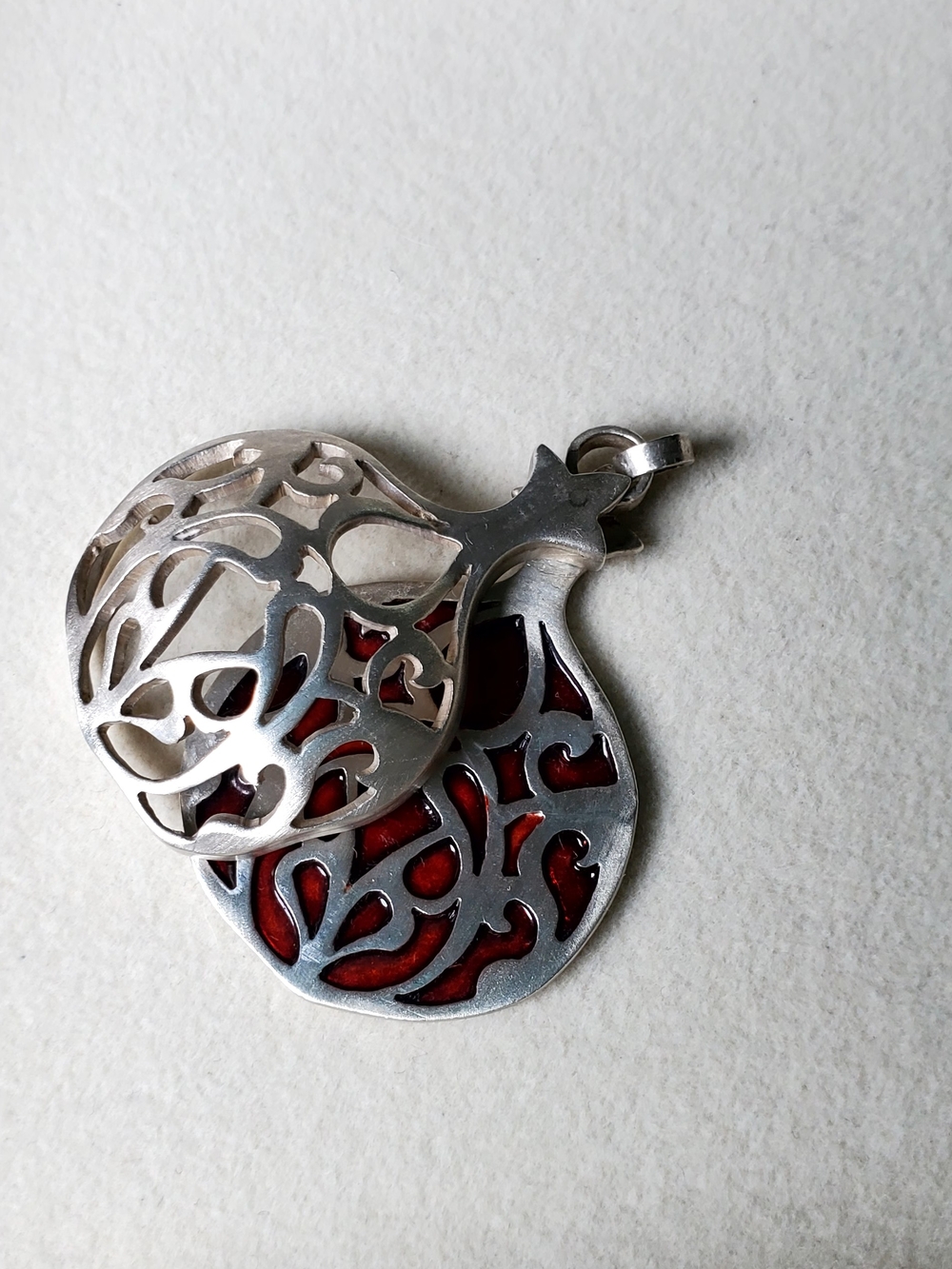 Sterling Silver Pomegranate Pendant | Acid-Tested | Hinged Ornate Design